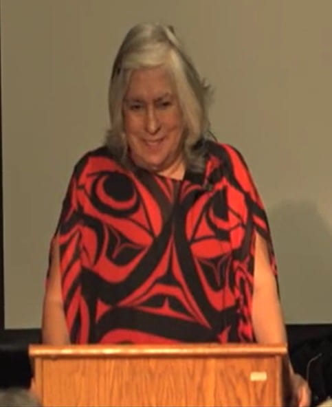 Lee Maracle speaking at Western's World Issues Forum in 2018