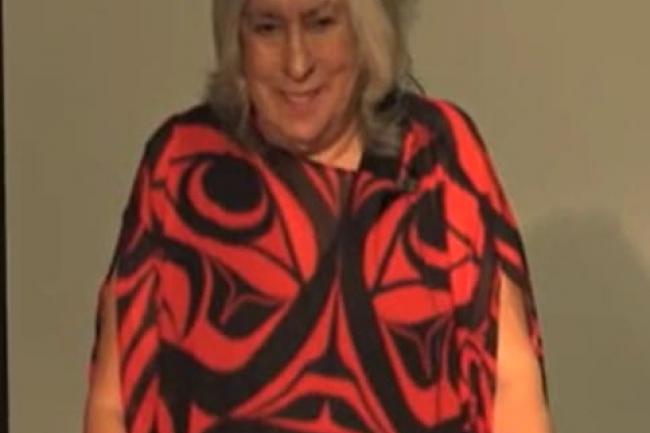 Lee Maracle speaking at Western's World Issues Forum in 2018